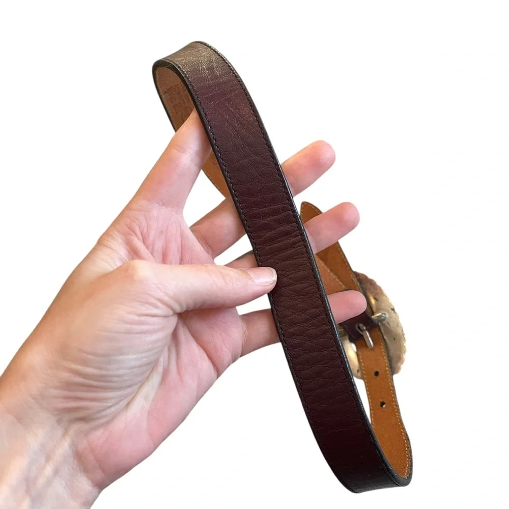 🤎 Vintage Justin Brown Leather Western Belt Made in USA Size 24